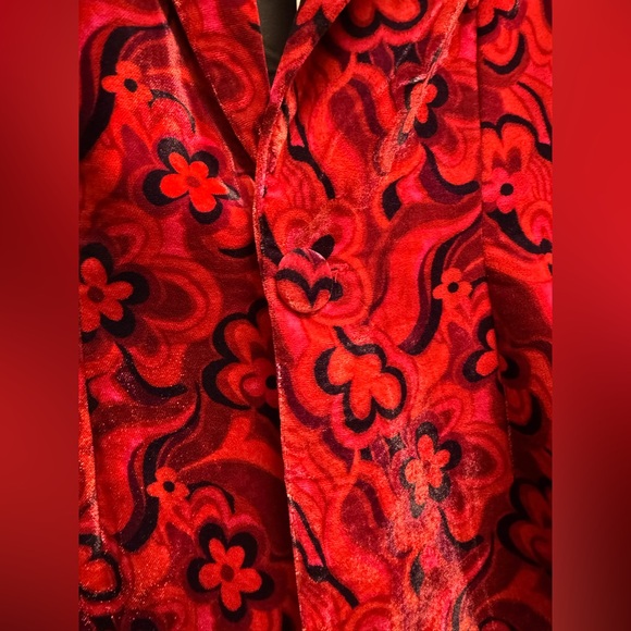 For Love and Lemons Penny Red Floral Velvet Blazer - Picture 6 of 9